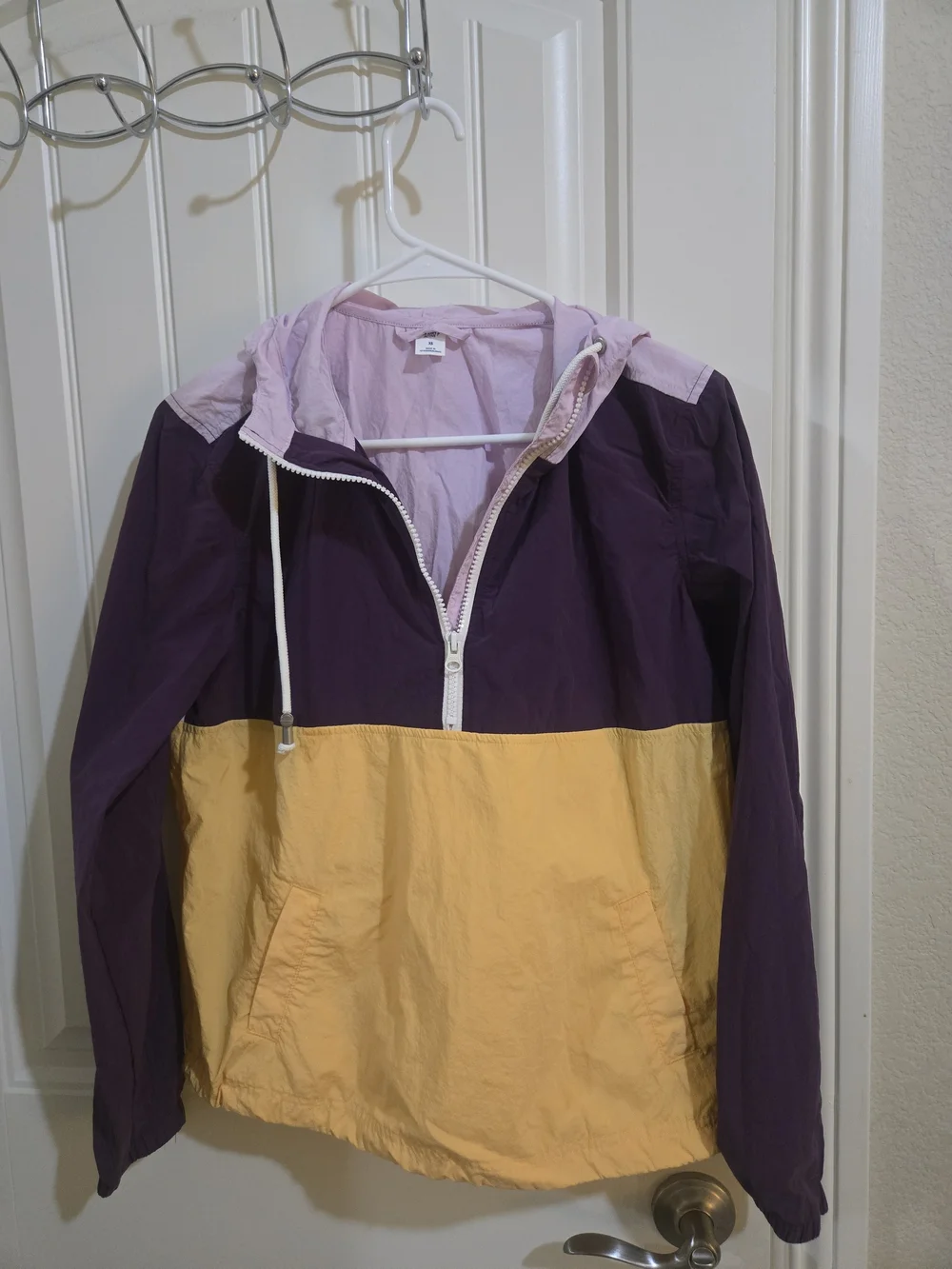 Old Navy Kids Colorblock Half-Zip Raincoat - Purple, Yellow & Light Pink